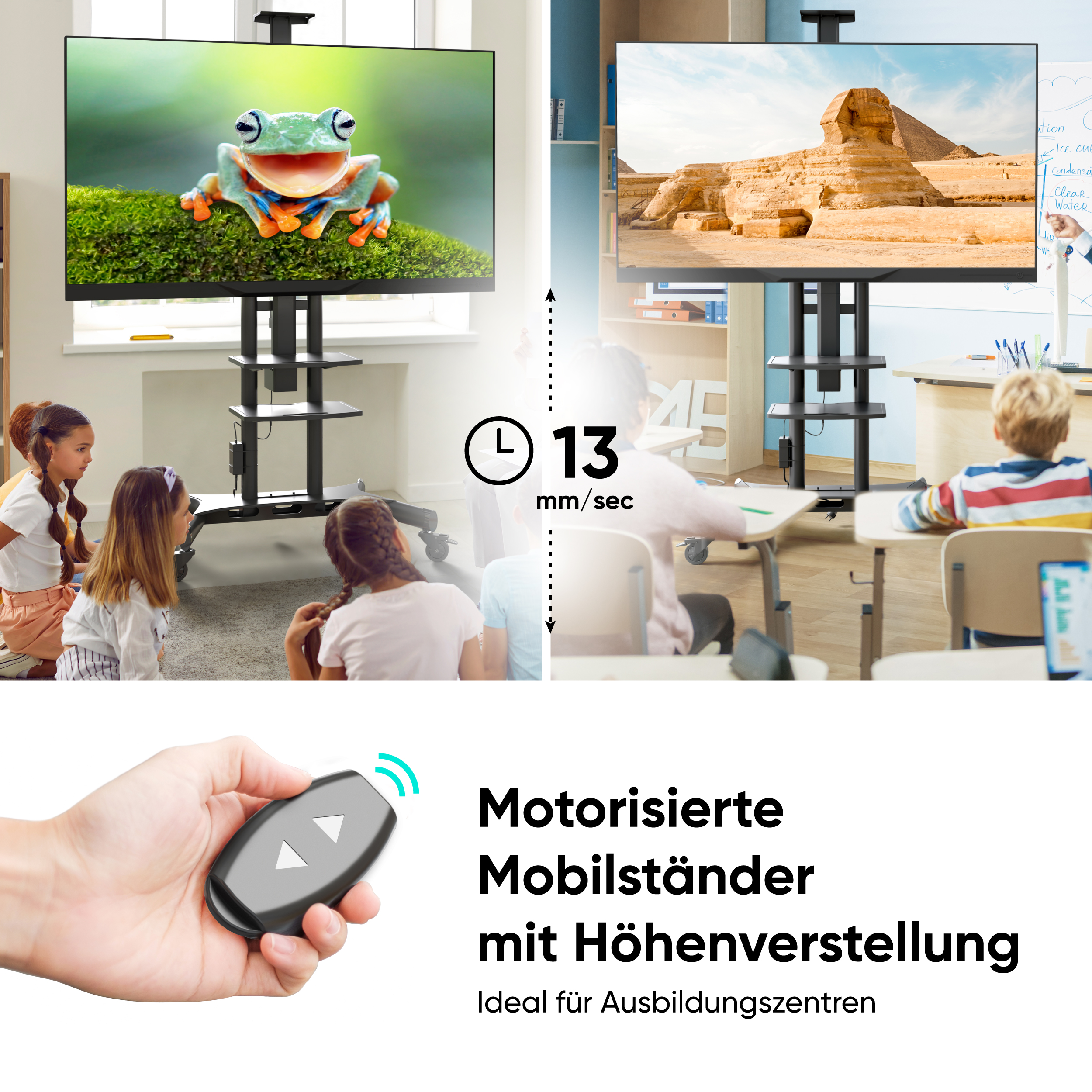 ONKRON TV Ständer rollbar TV Schwarz Standfuß