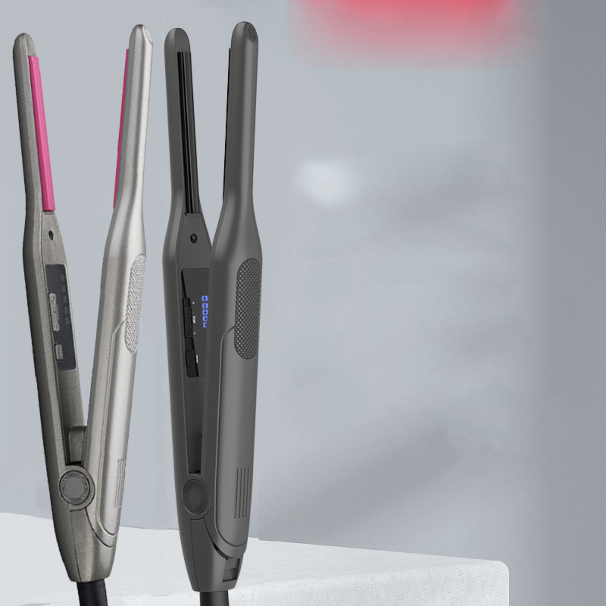 BYTELIKE Schwarze Mini-Haarglättungsplatte - gleichmäßig glätten Unisex Temperaturstufen: Haarglätter, 5 und locken, beheizt