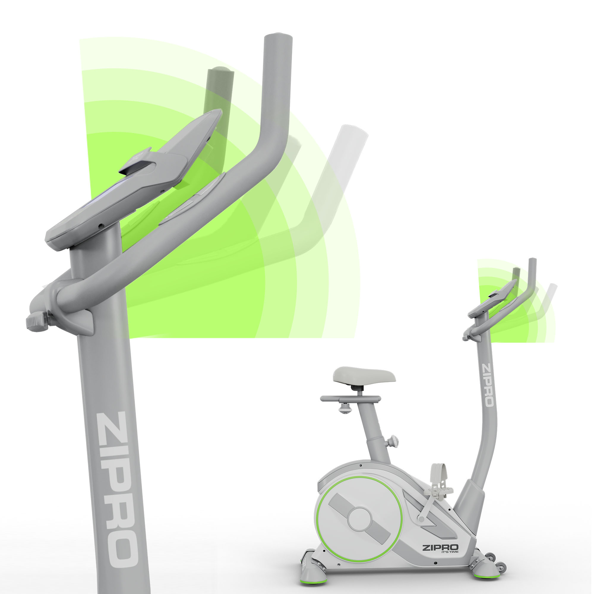 Ein graues und weißes Trainingsrad mit ZIPRO-Branding.