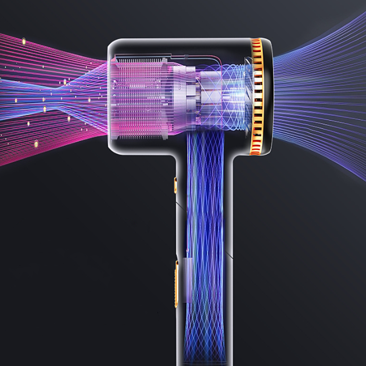 LACAMAX Zusammenklappbarer Haartrockner - durch (2000 Watt) Negativ-Ionen-Haarpflege, Schwarz Schutz Haartrockner Temperaturkontrolle