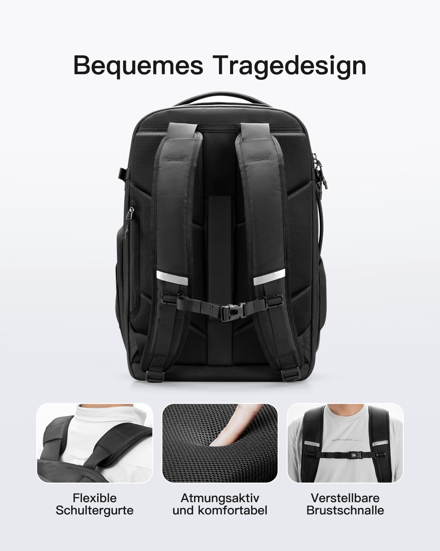 INATECK TSA-freundliche 38L Reiserucksack kompatibel Schuhfach 12\'\' iPad, mit Laptop Unisex 17\'\' separatem und black, mit