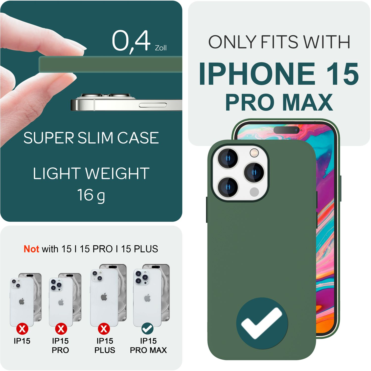 NALIA Liquid Grün Hülle, Apple, iPhone Max, Silikon Pro 15 MagSafe Backcover