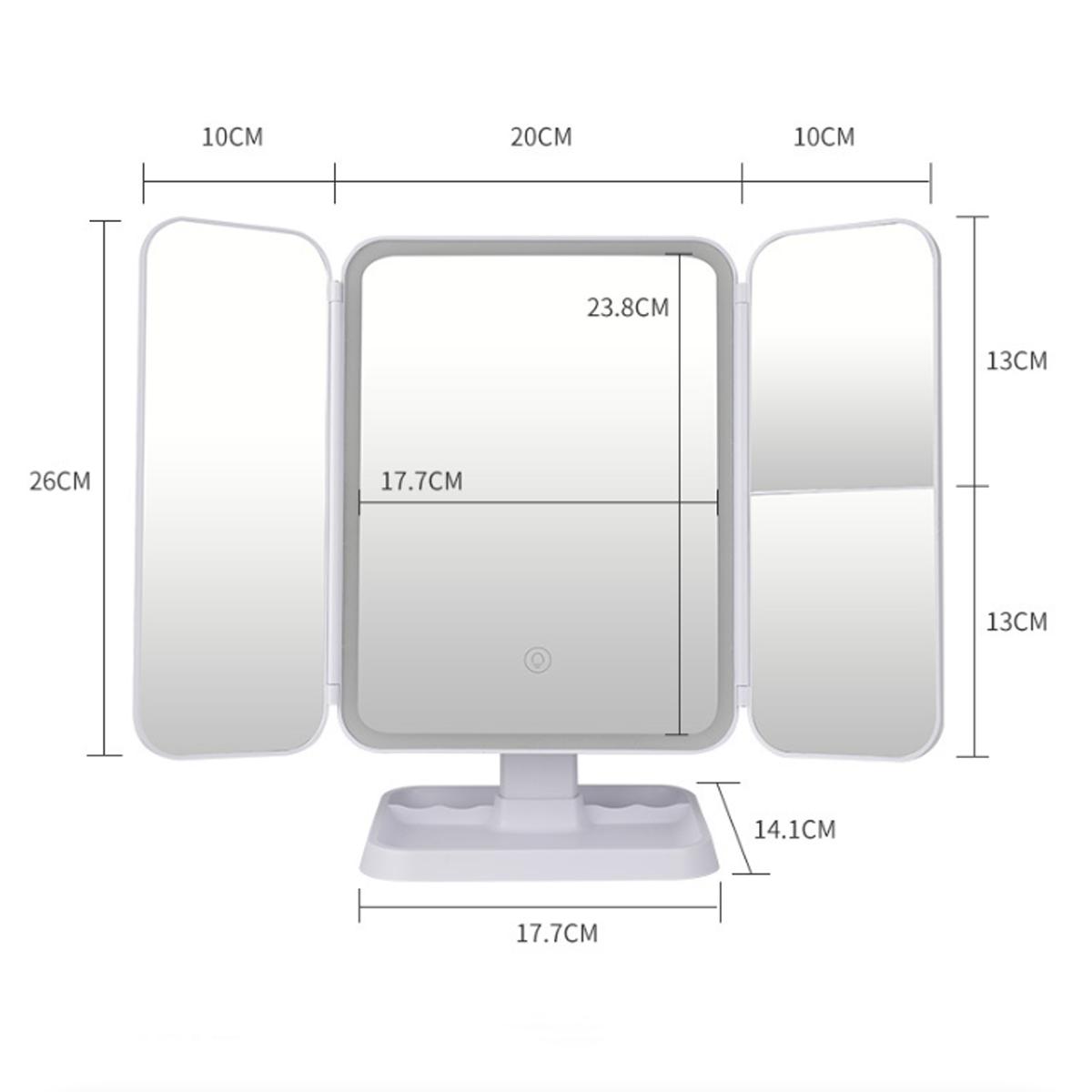 LACAMAX - berührungsempfindlich, klappbar, Schwarzer Kosmetikspiegel LED-Kosmetikspiegel dreifach 270°-Fülllicht