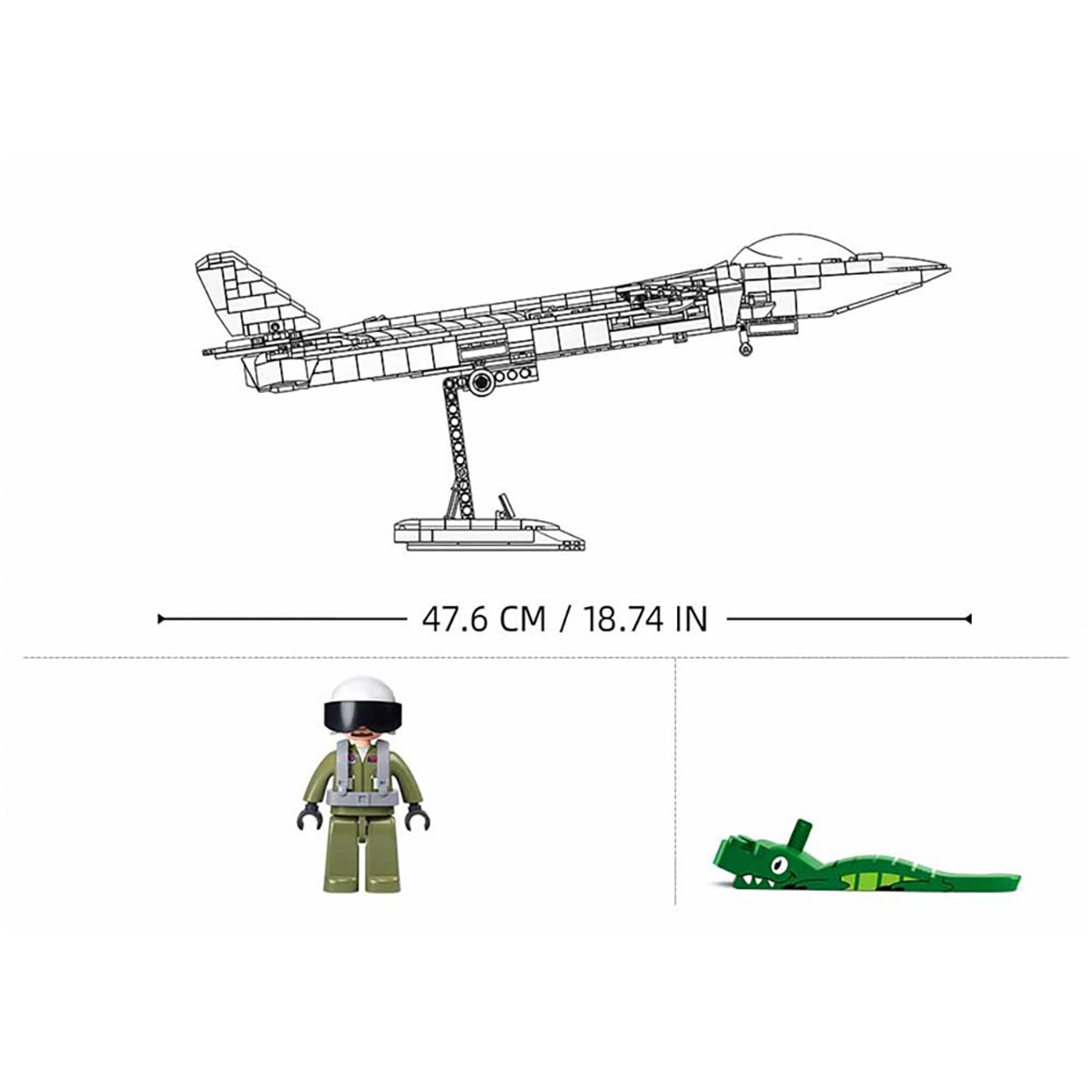 SLUBAN Tarnkappenflugzeug (J20SS) (1007 Klemmbausteine in Stahl-Optik Teile)