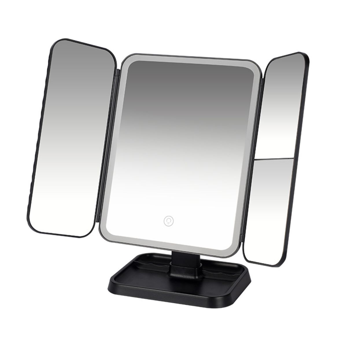 LACAMAX Schwarzer LED-Kosmetikspiegel - dreifach Kosmetikspiegel berührungsempfindlich, klappbar, 270°-Fülllicht