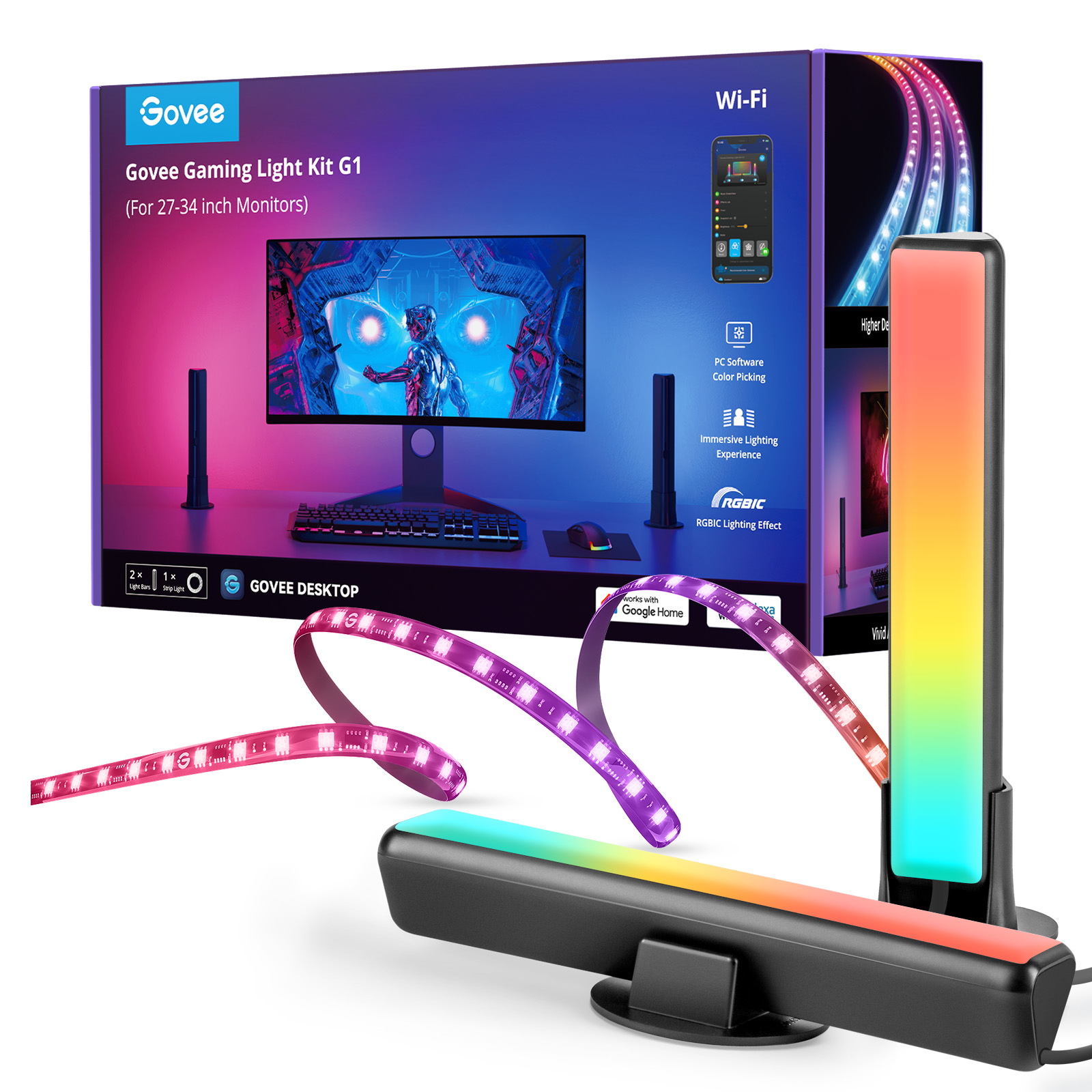 RGB Lichtstreifen Stripes und Bar LED GOVEE mit Kit Light Monitor Pro PC