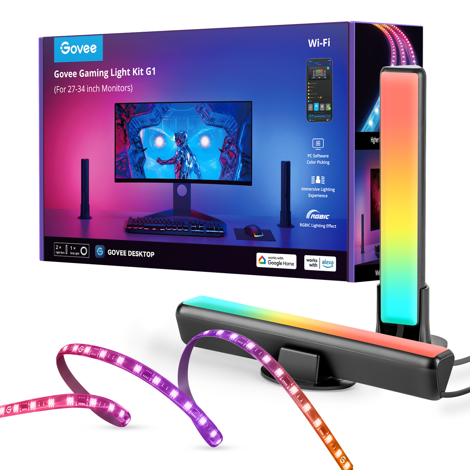 PC Lichtstreifen GOVEE Bar Kit und Stripes LED RGB Monitor Pro mit Light