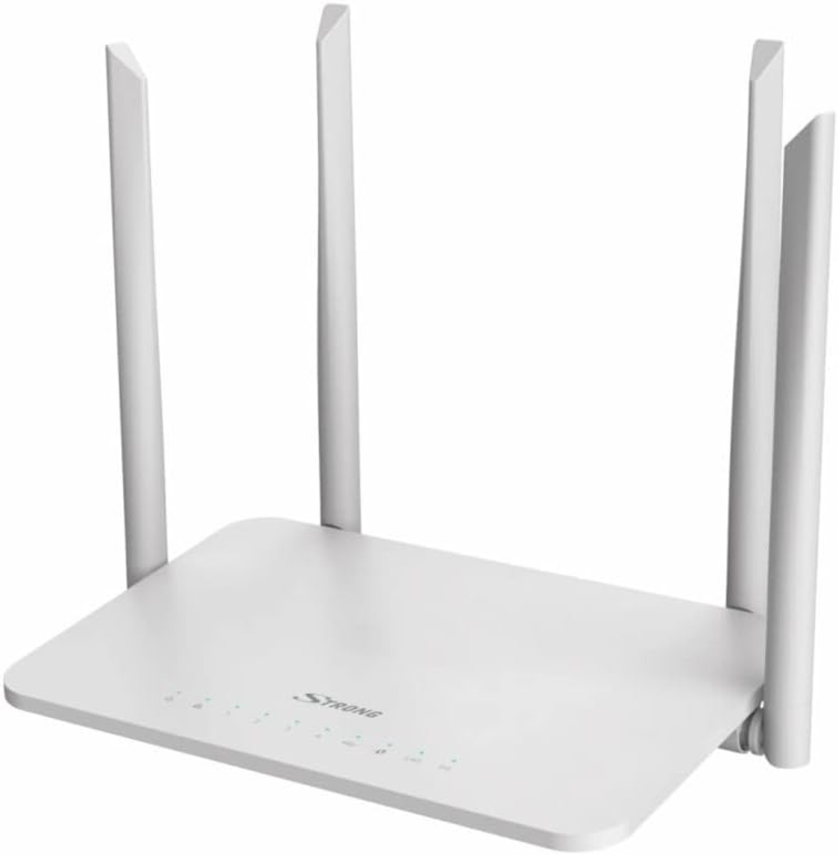 Router bianco con quattro antenne.