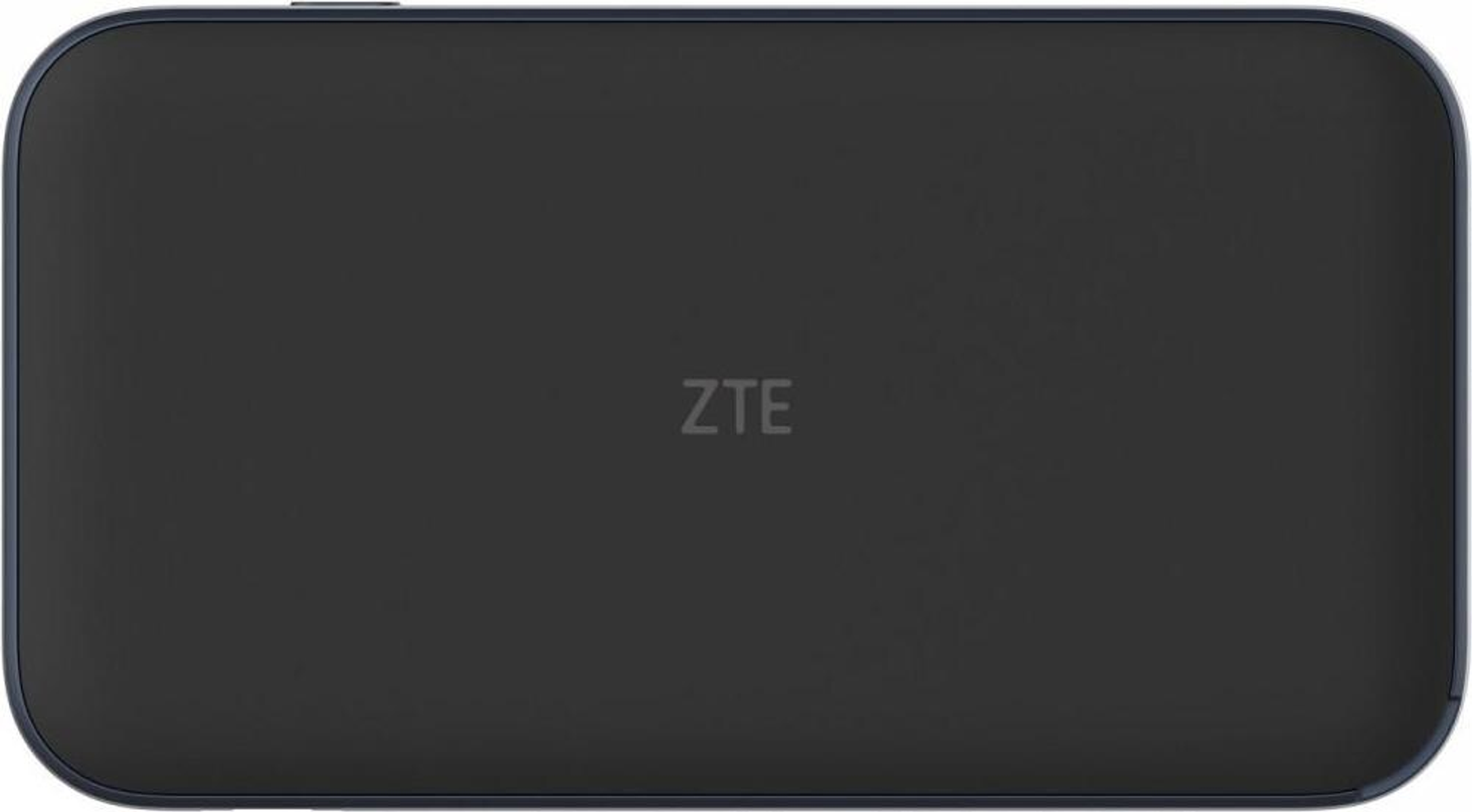 Czarne, prostokątne urządzenie ZTE z zaokrąglonymi rogami i logo ZTE pośrodku.