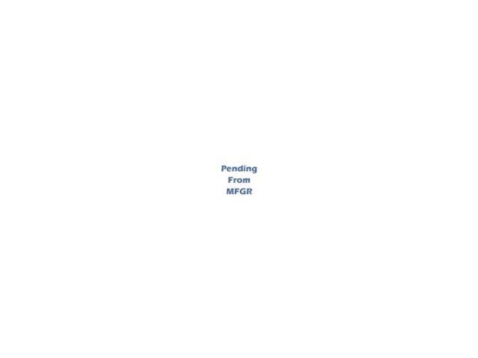 Sfondo bianco con testo blu che dice "Pending From MFGR".