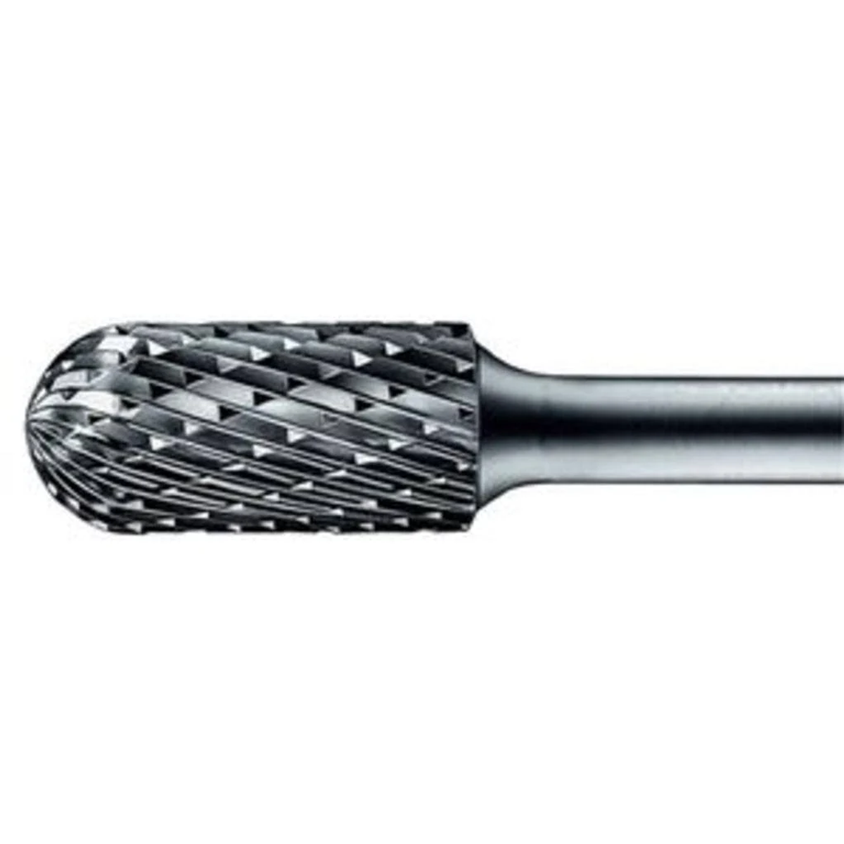 Metallfräser mit rundem Kopf und zylindrischem Schaft, mit weißem Hintergrund.