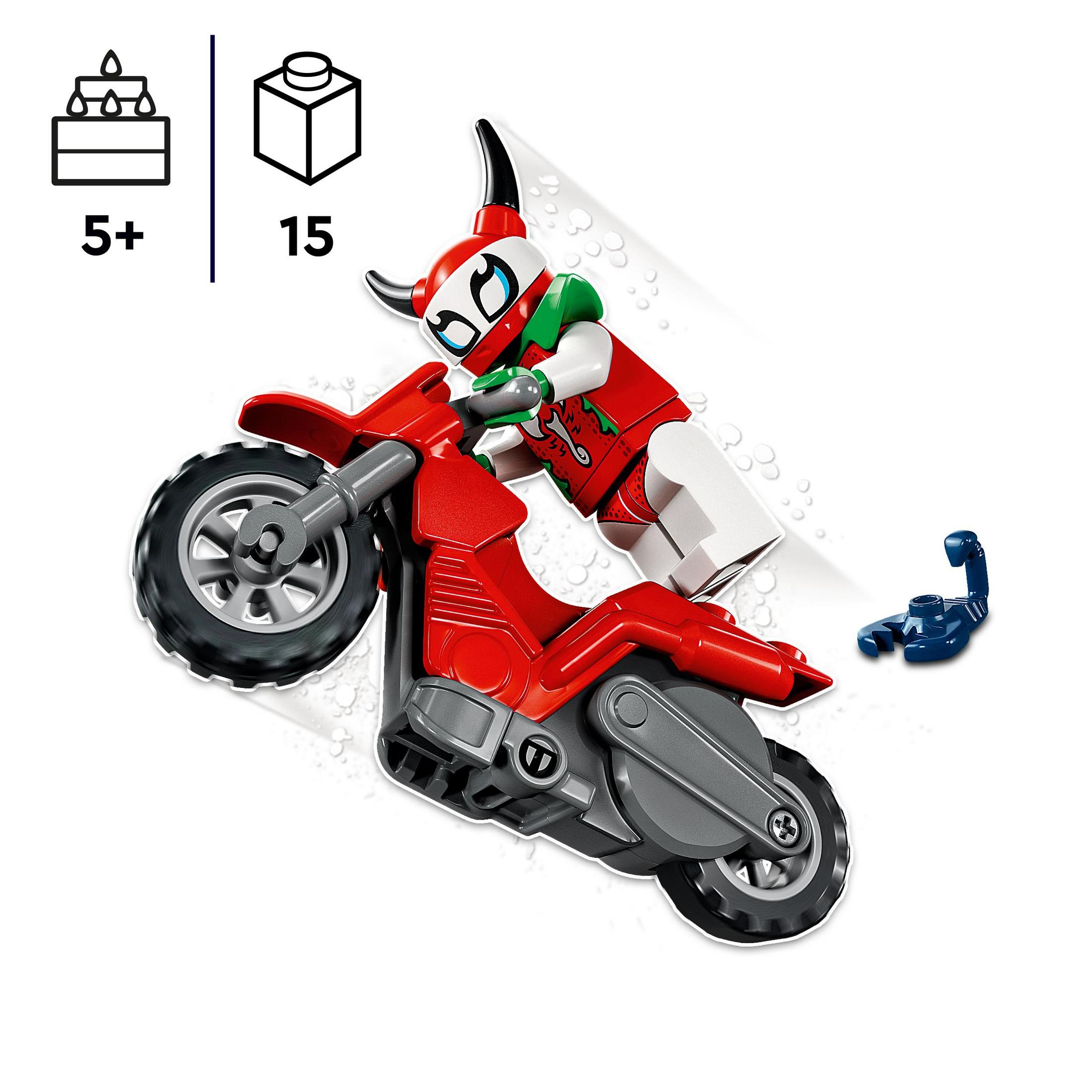 Figura de Lego en una motocicleta roja.