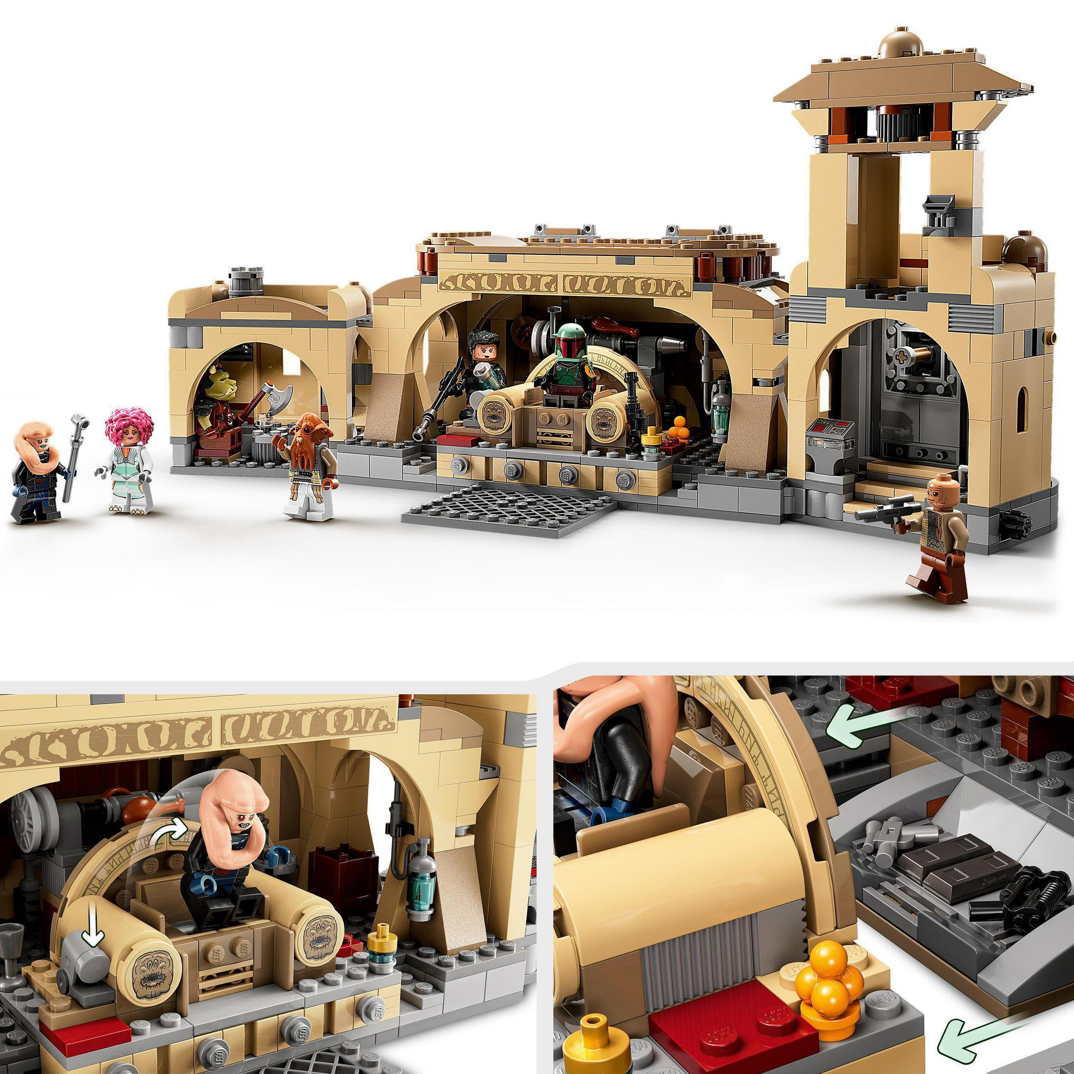 Set de Lego Star Wars con un edificio y minifiguras. Beige y marrón.