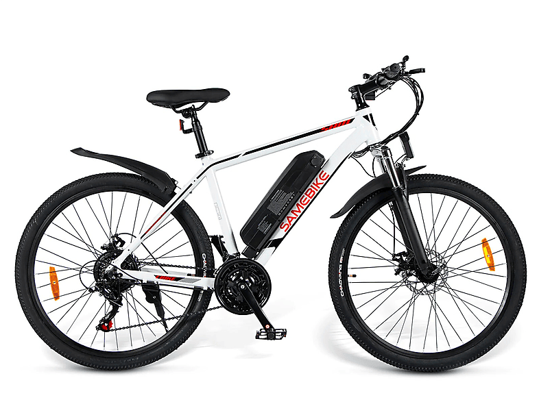 (Laufradgröße: Zoll, Unisex-Rad, 26 E-BIKE Mountainbike SAMEBIKE Weiß)