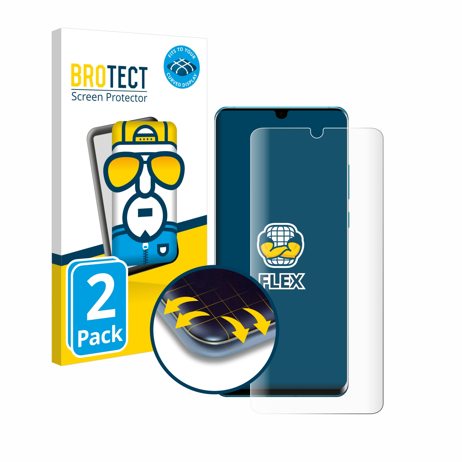 BROTECT 2x Flex Schutzfolie(für P30 Huawei Curved 3D Pro) Full-Cover
