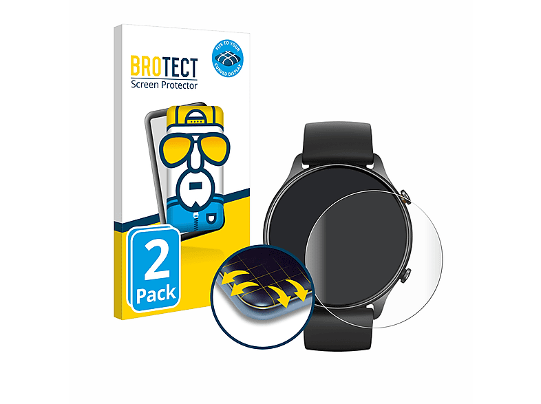 BROTECT 2x Flex Full-Cover 3D Curved Schutzfolie(für Huami Amazfit GTR 2e)