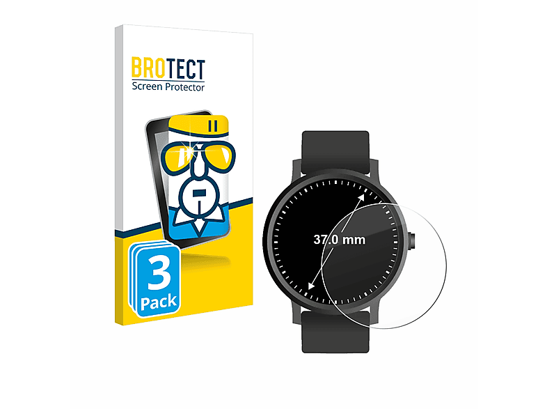BROTECT 3x 9H Armbanduhren 37 klares Universal ø: mm)) (Kreisrund, Schutzglas(für
