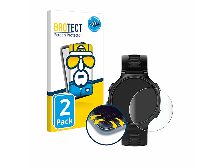 BROTECT 2x Flex Full-Cover 3D Curved Schutzfolie(für Garmin Forerunner 735XT) | Smartwatch Schutzfolien & Gläser