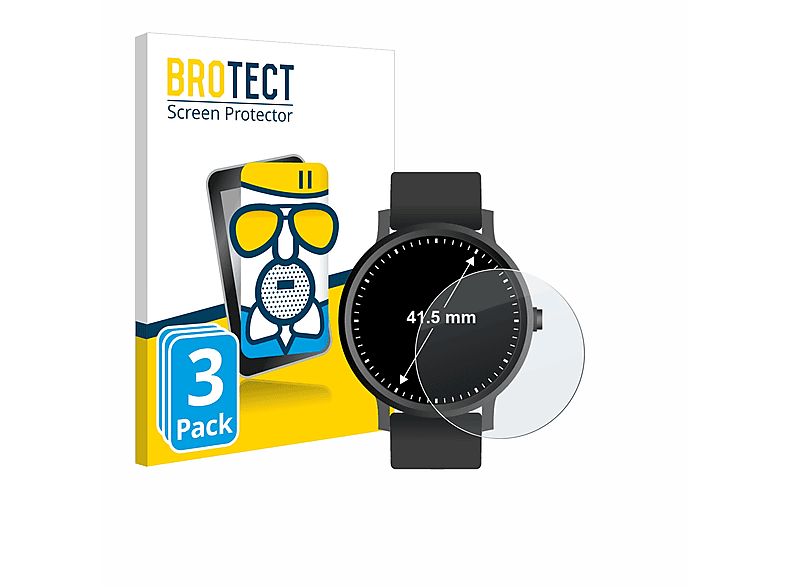 BROTECT 3x Airglass (Kreisrund, 41.5 Universal mm)) ø: Armbanduhren Schutzfolie(für matte