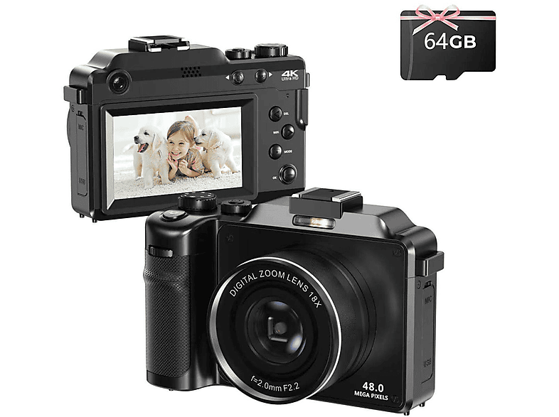 FINE LIFE PRO Digitalkamera XJ16-2 WLAN Schwarz