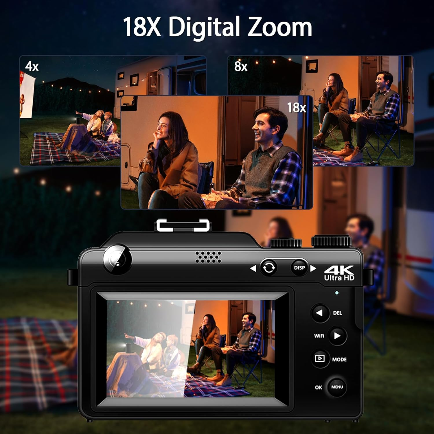 FINE LIFE WLAN Digitalkamera XJ16-2 PRO Schwarz