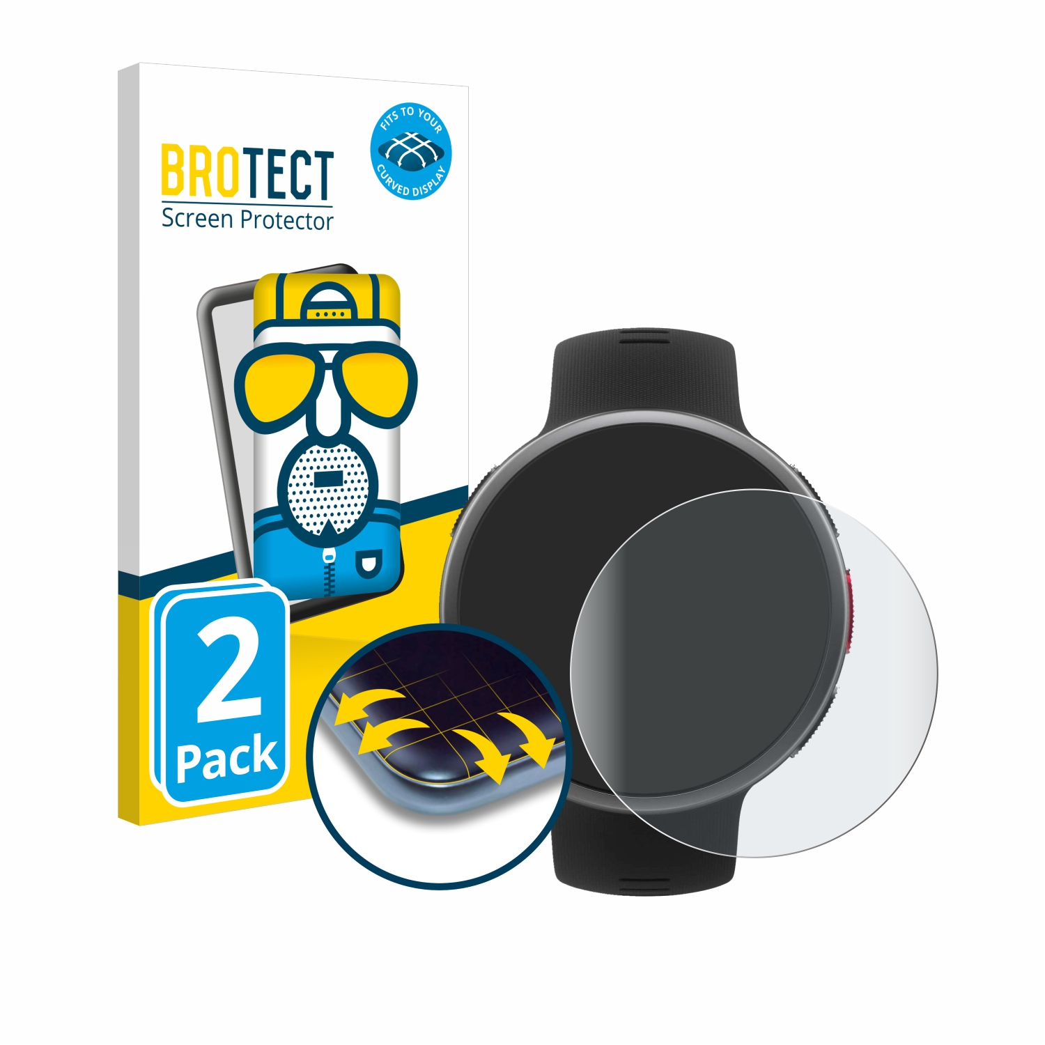 BROTECT 2x Flex matt Full-Cover Curved V2) Schutzfolie(für Polar Vantage 3D