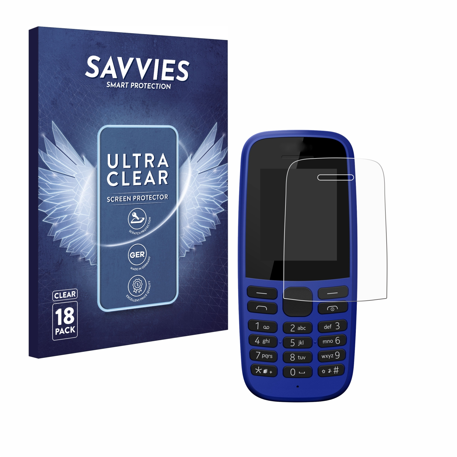Nokia Schutzfolie(für 105 18x klare SAVVIES DS 2019)