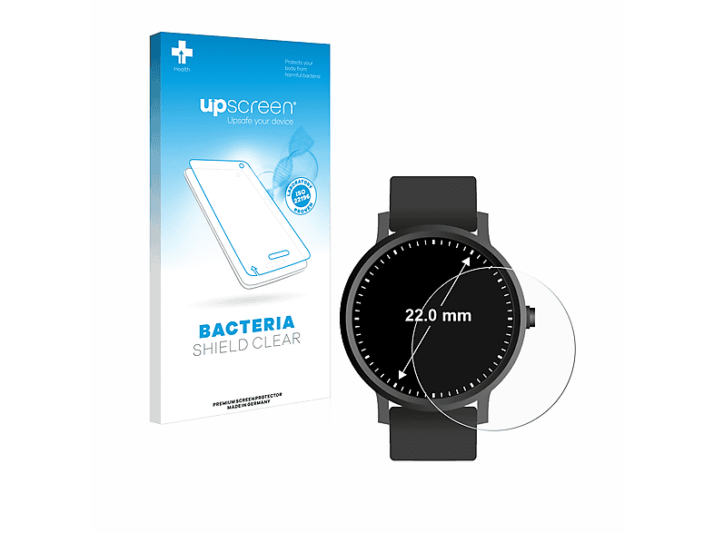 UPSCREEN antibakteriell klare Schutzfolie(für Kreisrunde 22 (ø: Displays Universal mm))