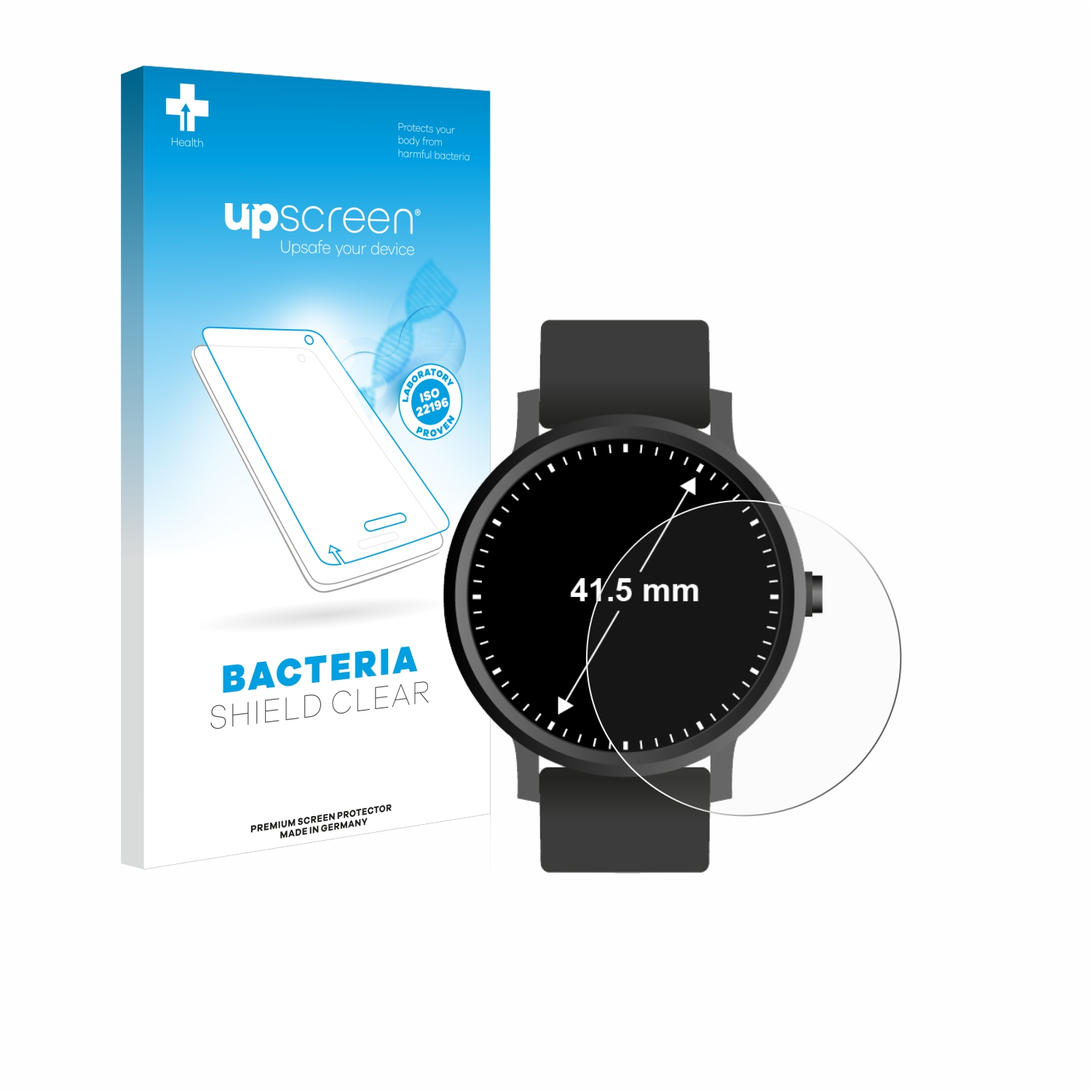 UPSCREEN antibakteriell klare Schutzfolie(für Armbanduhren 41.5 mm)) (Kreisrund, ø: Universal