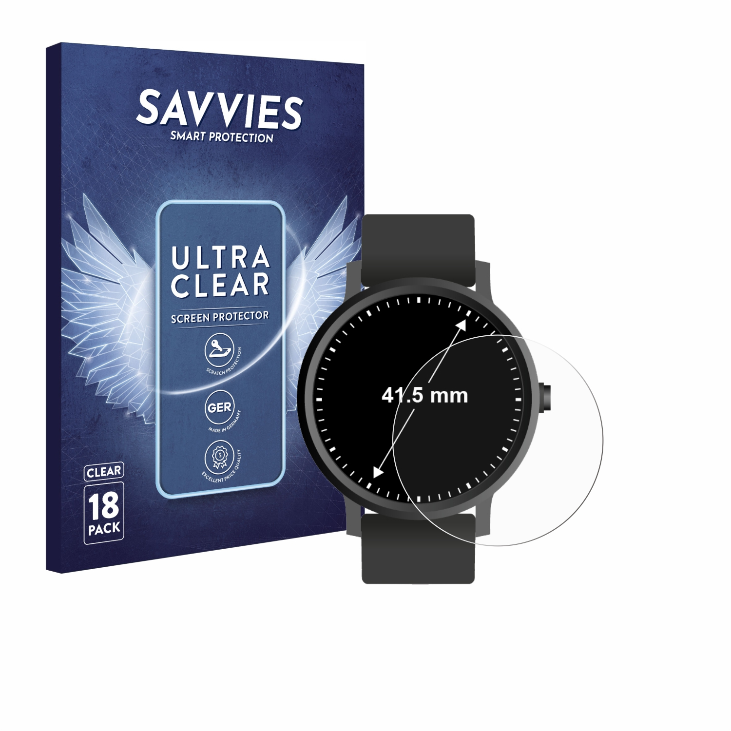 SAVVIES 18x klare Schutzfolie(für Universal (Kreisrund, ø: 41.5 mm)) Armbanduhren