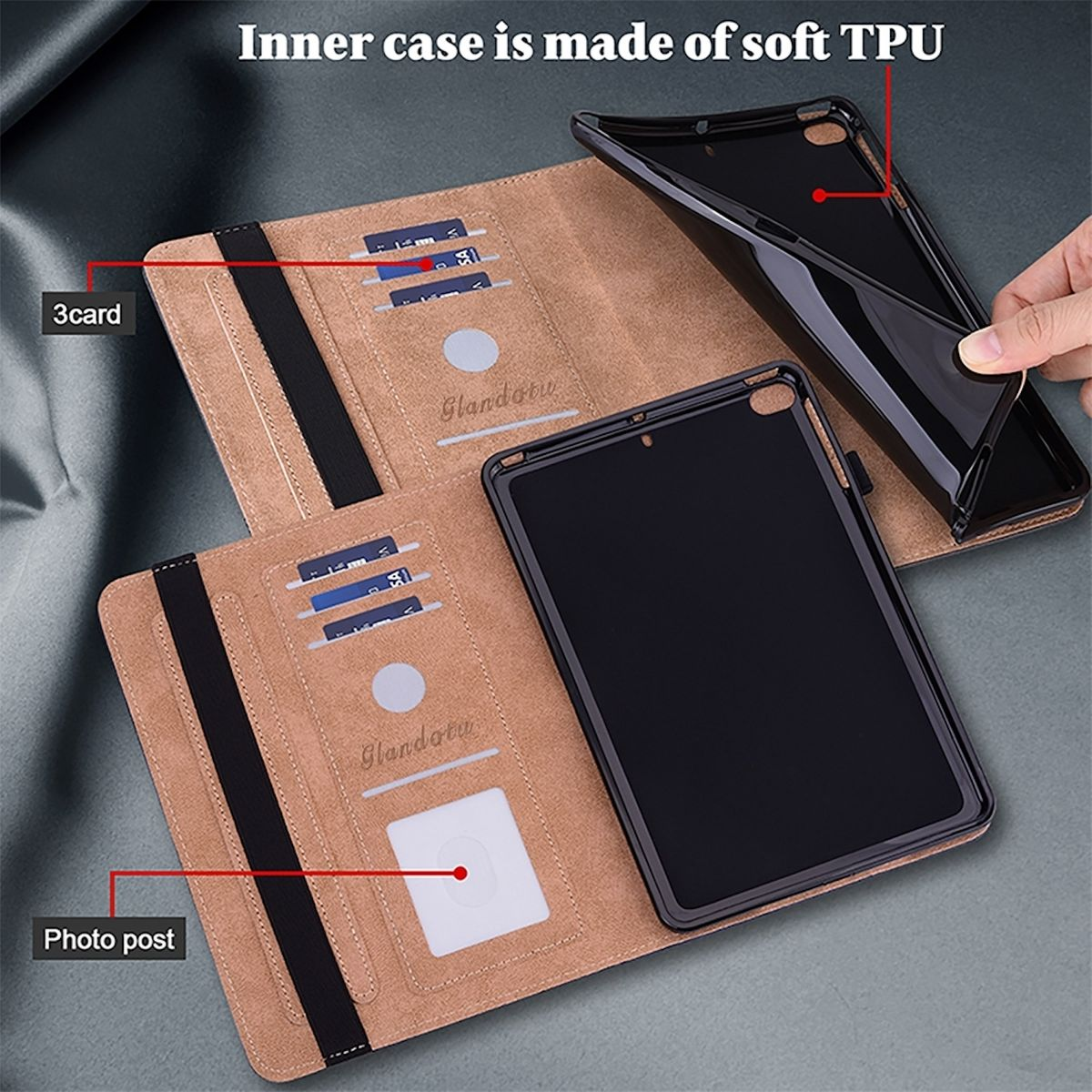 Full Samsung Kunststoff Motiv Silikon Cover Druck für aufstellbar Schwarz Kunstleder, / Tablethülle / mit WIGENTO Muster Cover