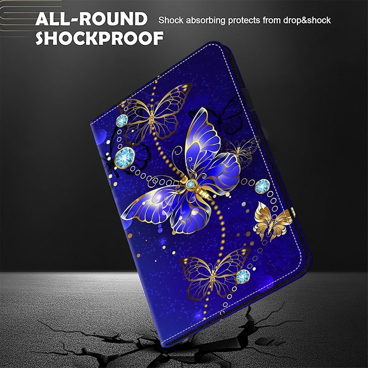 WIGENTO Muster Motiv Cover aufstellbar mit Full für / Silikon / Cover Samsung Tablethülle Schwarz Kunststoff Kunstleder, Druck