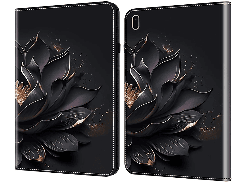 WIGENTO Muster Motiv Cover aufstellbar Tablethülle Full Cover für Samsung Kunststoff / Silikon / Kunstleder, Schwarz mit Druck