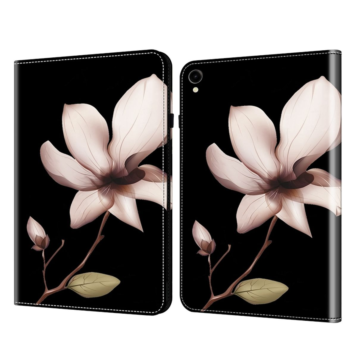 für / / WIGENTO Kunstleder, Samsung aufstellbar Silikon Druck Cover Muster Tablethülle Kunststoff Cover Schwarz mit Motiv Full