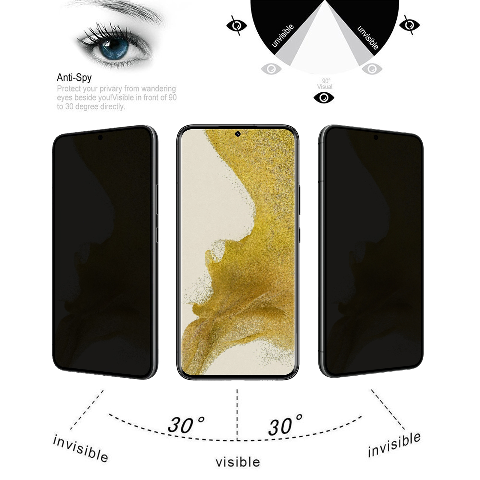Privacy Plus) Displayschutzfolie(für S22 Galaxy Samsung 9H PROTECTORKING Panzerhartglas 2x ANTI-SPY