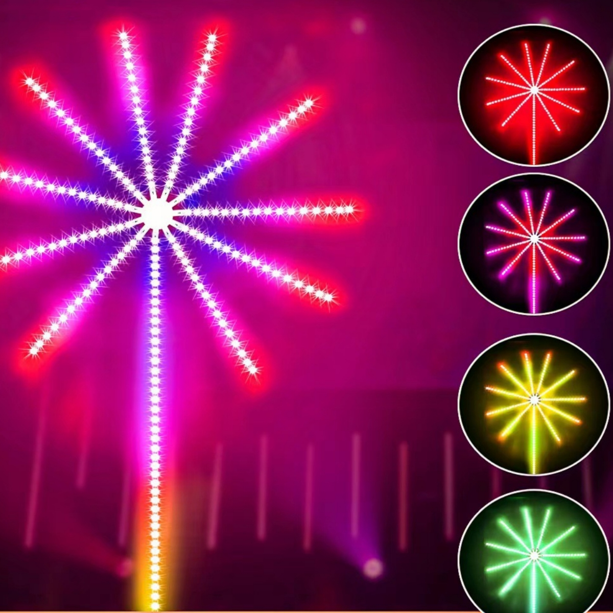 Bühnenbeleuchtung mit verschiedenen Farben. Kreisförmige Lichter in verschiedenen Farben.