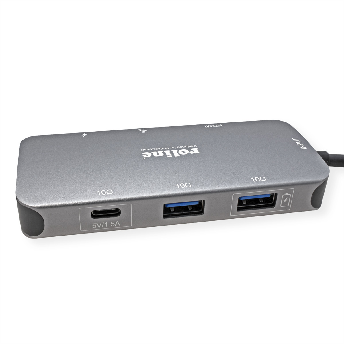 ROLINE USB 3.2 Gen 2 Dockingstation, LAN Dockingstation, Typ C Multiport HDMI, grau 4K
