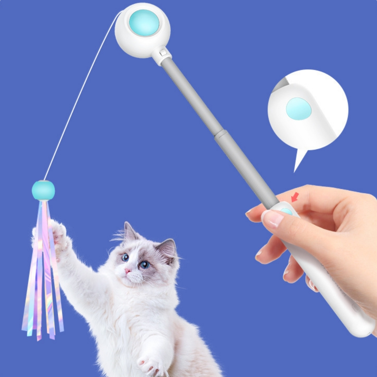 SHAOKE Katzenspielzeug, lustige Katzenstäbe, Laser-Sprünge, Federglocken Handstaubsauger einziehbare selbststimulierende
