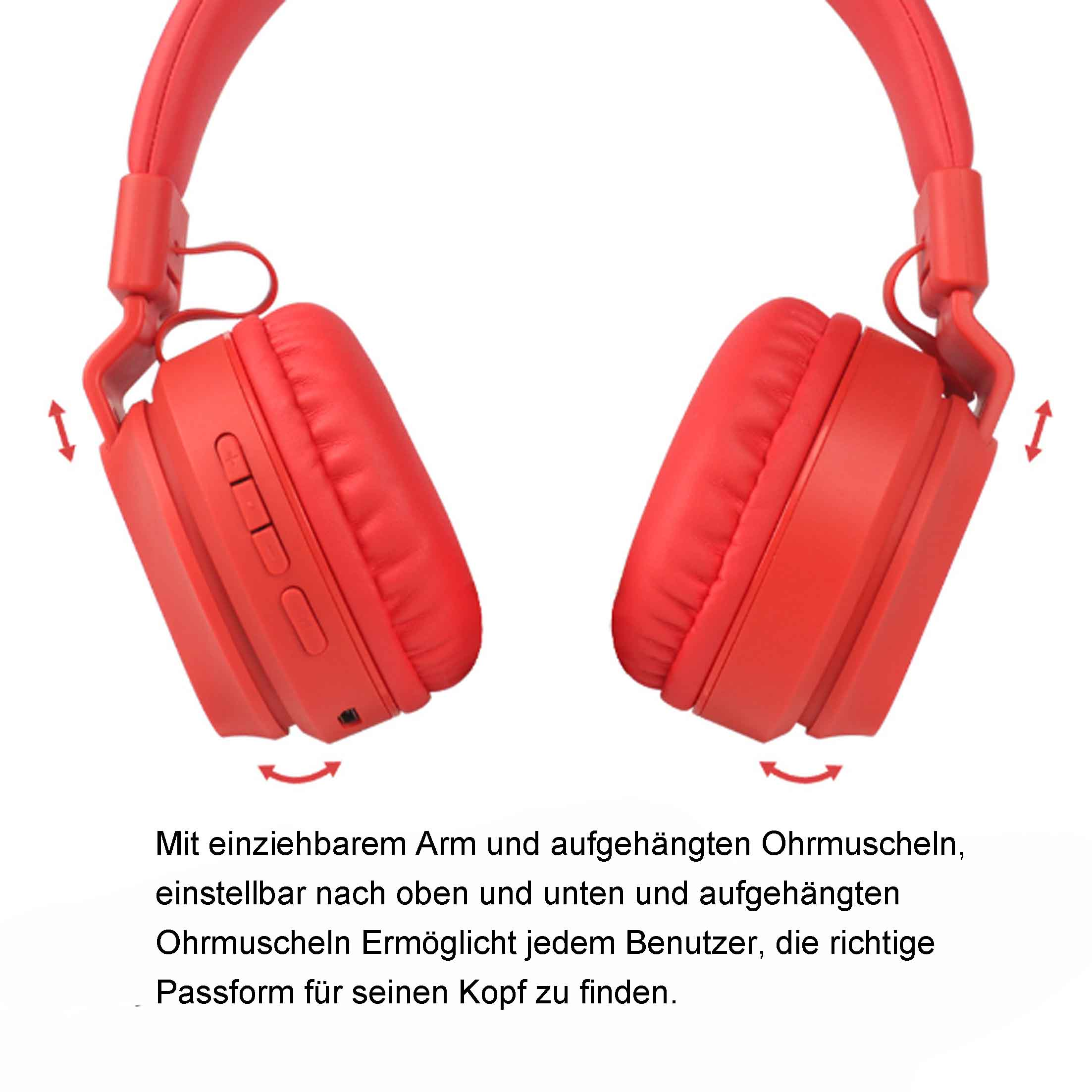Bluetooth-Kopfhörer Over-ear für DIIDA Kinder, Rot Kopfhörer