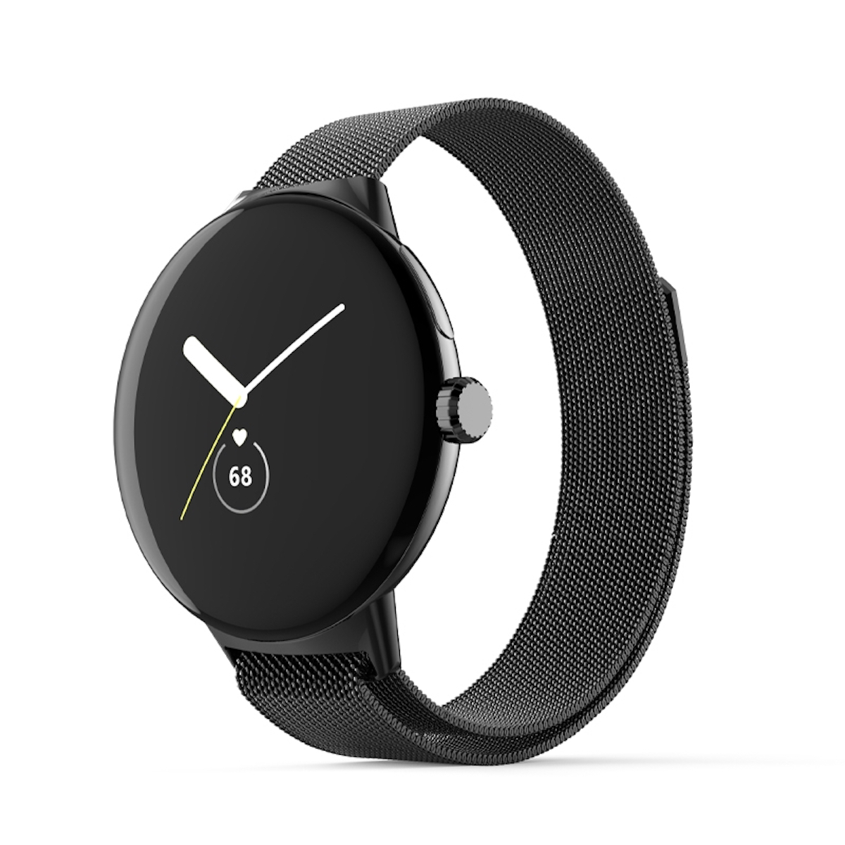 Gewebter Ersatzarmband, Google, Watch 1 + WIGENTO 2, Design Band, Pixel Schwarz Sport Stoff