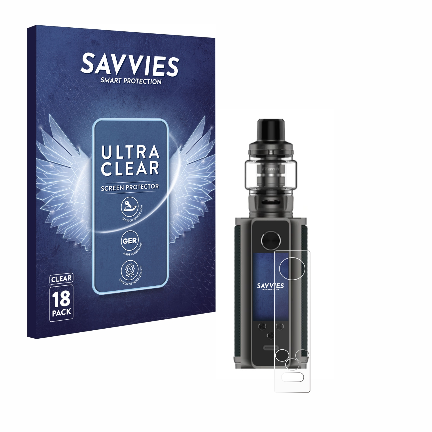 SAVVIES 18x klare Schutzfolie(für Mod) Target Vaporesso 200