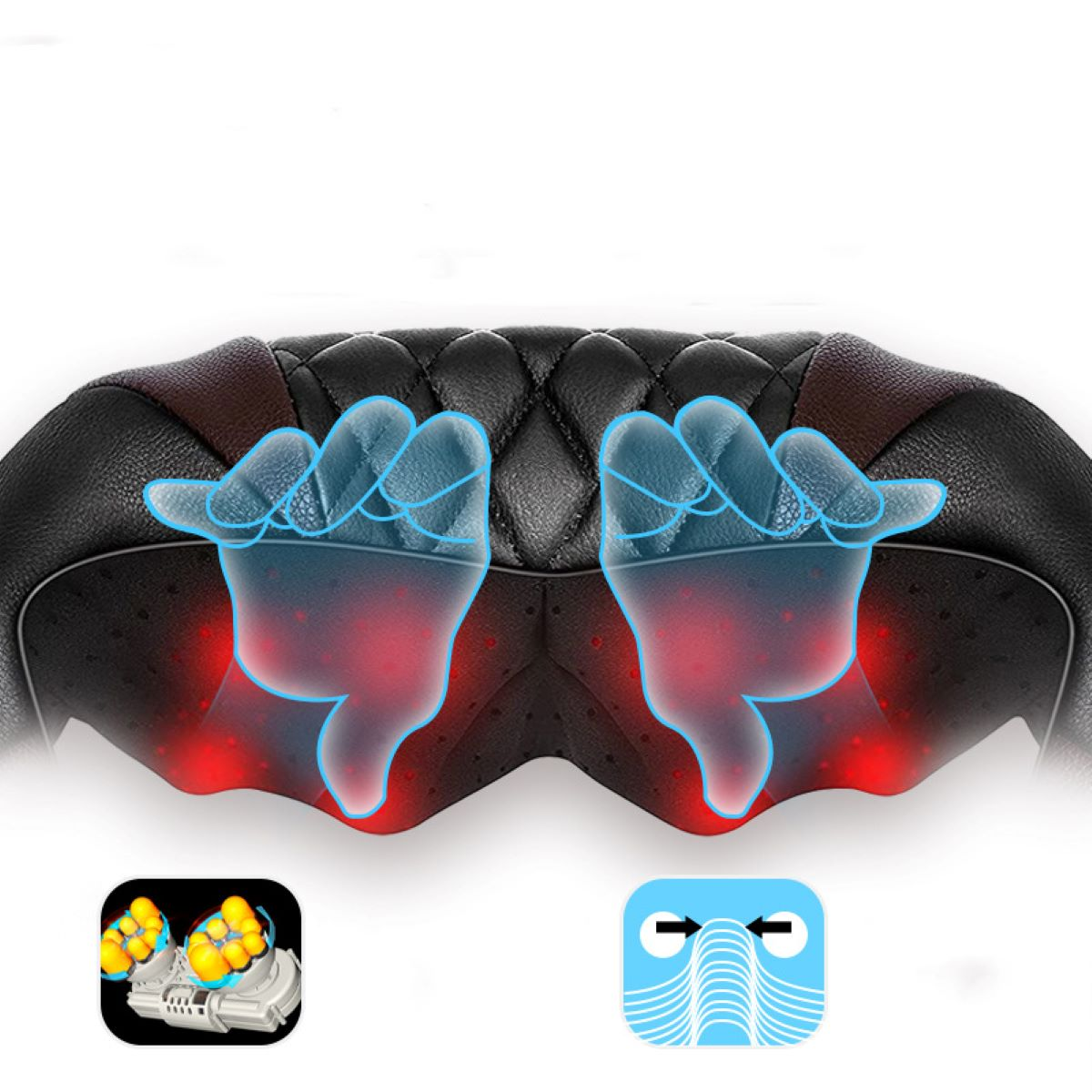 analoges 3D-Knetbewegung, LACAMAX Vorwärts- Massage-Schal Massagegerät und - Schwarzer Rückwärtskneten