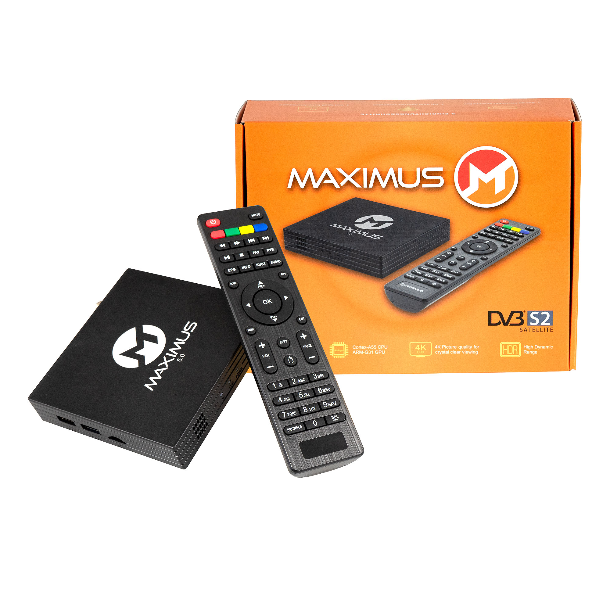 MAXIMUS 5.0 (PVR-Funktion, Box Receiver Fernbedienung HDMI Wlan Sat-Receiver TV mit HD - DVB-S2, und Schwarz)