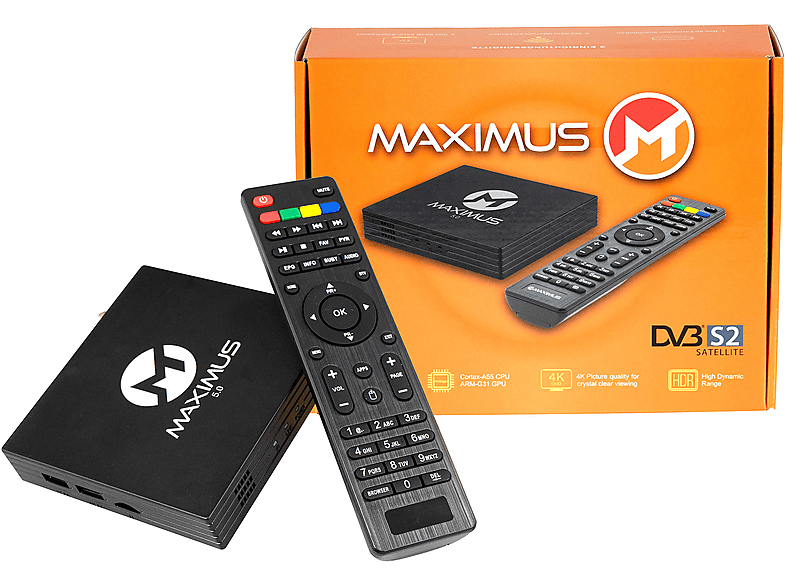 MAXIMUS 5.0 - TV Receiver Wlan Box mit HDMI und Fernbedienung HD Sat-Receiver (PVR-Funktion, DVB-S2, Schwarz)