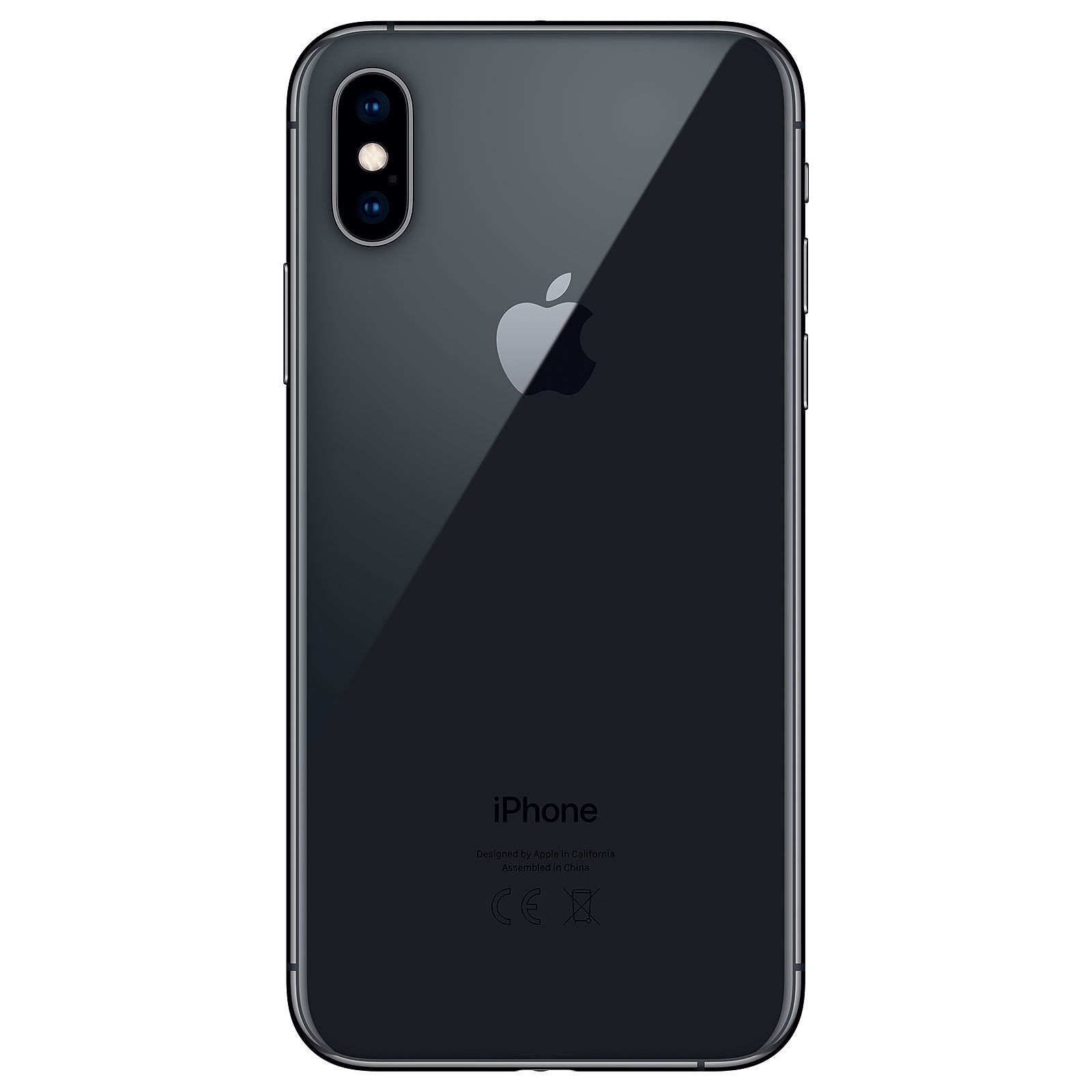 Il retro di un iPhone nero con fotocamera e logo Apple.