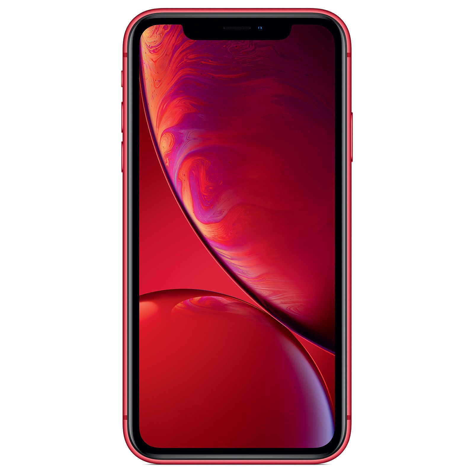 Ein rotes iPhone Xr auf weißem Hintergrund.