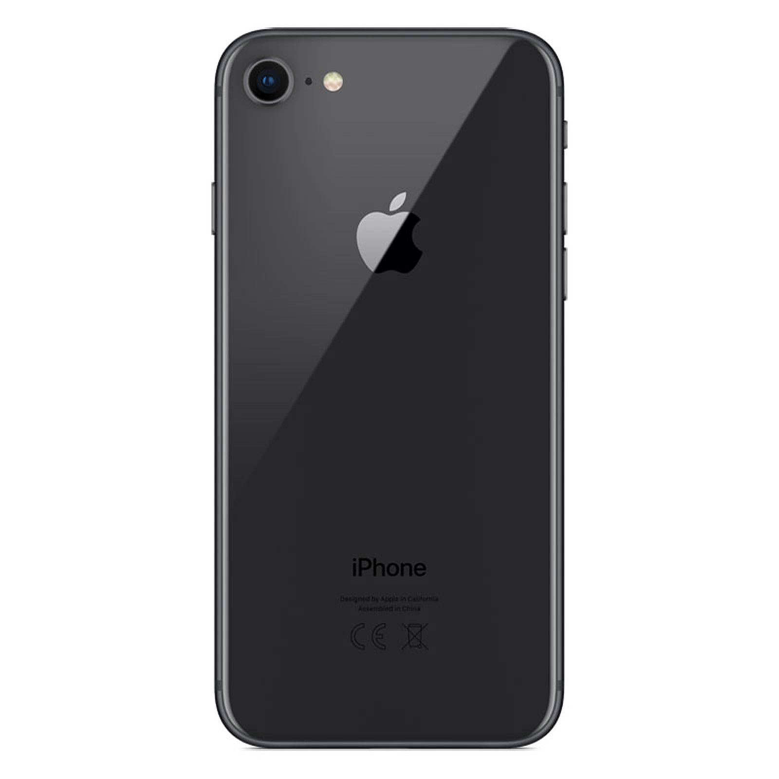 Tył czarnego iPhone'a z logo Apple, tekstem iPhone i oznaczeniami CE.