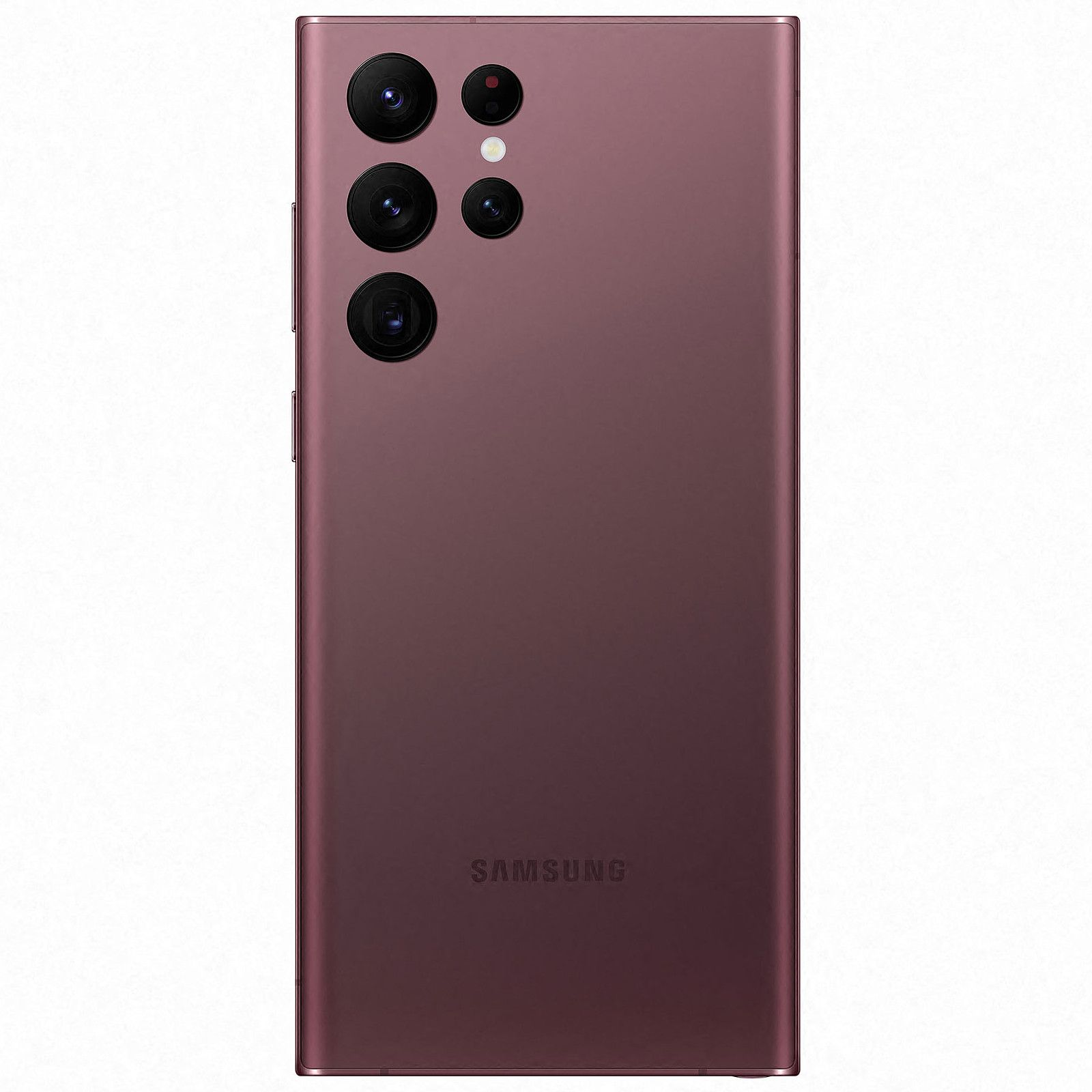 Uno smartphone viola con più fotocamere posteriori, visibile il logo Samsung.