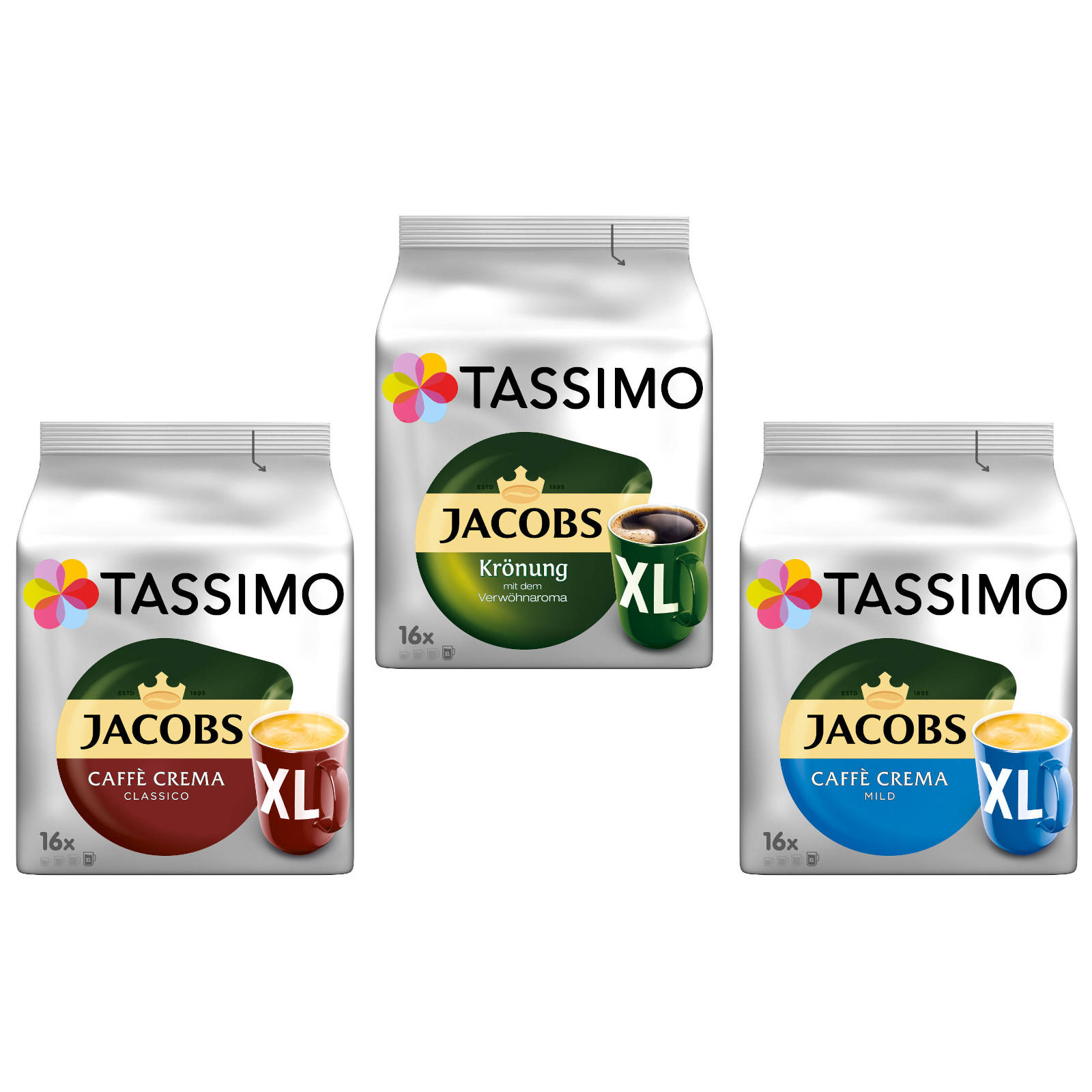 (T-Disc Mild Krönung Crema XL Sorten Vielfaltspaket | TASSIMO Crema Classico Maschine 3 Kaffeekapseln (Tassimo | System))