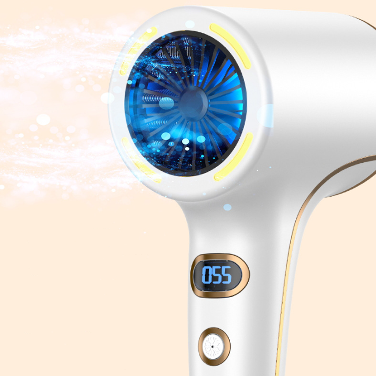 LACAMAX Negativ-Ionen-Haartrockner-Hochgeschwindigkeit, thermostatische intelligente Haarpflege Watt) (2200 Haartrockner Weiß